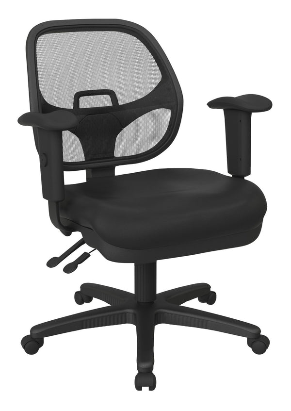 OSP Home Furnishings Ergonomic Mesh Task Chair with Lumbar Support and Pneumatic Height Adjustment for Office Black 29024-R107