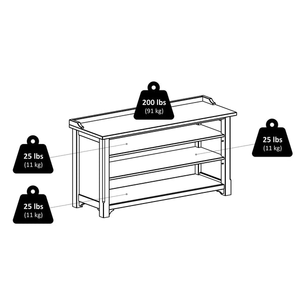 Winsome Wood Dayton Storage Hall Bench - Stylish Walnut Seat With 3 Shelves For Clutter-free Entryway Organization Walnut Solid ,Composite Wood 94841-winsome-wood