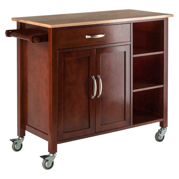 Winsome Wood Mabel Kitchen Utility Cart - Elegant Two-toned Design With Storage, Mobility & Modern Features Walnut ,Natural Solid ,Composite Wood 94843-winsome-wood
