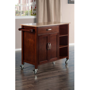Winsome Wood Mabel Kitchen Utility Cart - Elegant Two-toned Design With Storage, Mobility & Modern Features Walnut ,Natural Solid ,Composite Wood 94843-winsome-wood
