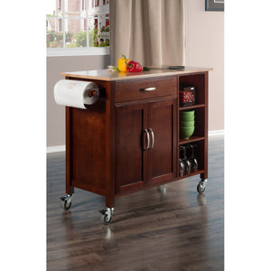 Winsome Wood Mabel Kitchen Utility Cart - Elegant Two-toned Design With Storage, Mobility & Modern Features Walnut ,Natural Solid ,Composite Wood 94843-winsome-wood