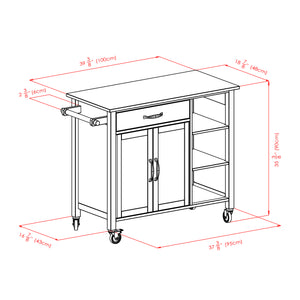 Winsome Wood Mabel Kitchen Utility Cart - Elegant Two-toned Design With Storage, Mobility & Modern Features Walnut ,Natural Solid ,Composite Wood 94843-winsome-wood
