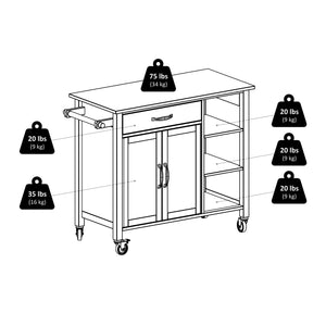 Winsome Wood Mabel Kitchen Utility Cart - Elegant Two-toned Design With Storage, Mobility & Modern Features Walnut ,Natural Solid ,Composite Wood 94843-winsome-wood