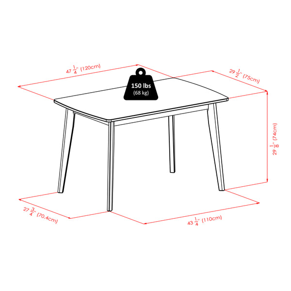 Winsome Wood Shaye Oblong Dining Table In Warm Walnut – Stylish, Solid Wood Design For Family Dining & Nooks Walnut Solid Wood 94848-winsome-wood