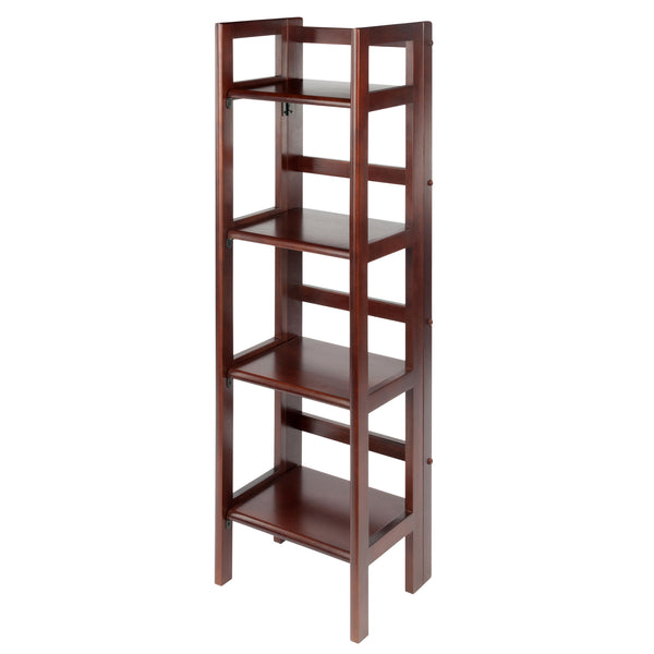 Winsome Wood Terry Narrow 4-tier Foldable Shelf In Warm Walnut - Perfect For Small Spaces & Easy Storage Solutions Walnut Solid Wood 94852-winsome-wood