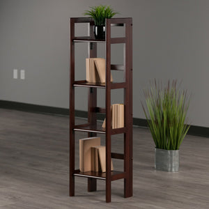 Winsome Wood Terry Narrow 4-tier Foldable Shelf In Warm Walnut - Perfect For Small Spaces & Easy Storage Solutions Walnut Solid Wood 94852-winsome-wood