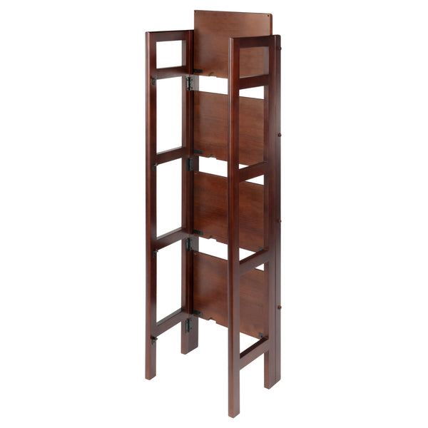 Winsome Wood Terry Narrow 4-tier Foldable Shelf In Warm Walnut - Perfect For Small Spaces & Easy Storage Solutions Walnut Solid Wood 94852-winsome-wood