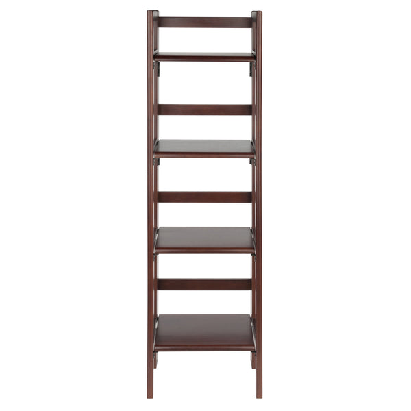 Winsome Wood Terry Narrow 4-tier Foldable Shelf In Warm Walnut - Perfect For Small Spaces & Easy Storage Solutions Walnut Solid Wood 94852-winsome-wood