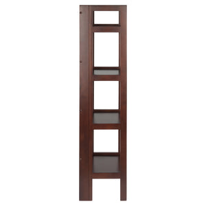Winsome Wood Terry Narrow 4-tier Foldable Shelf In Warm Walnut - Perfect For Small Spaces & Easy Storage Solutions Walnut Solid Wood 94852-winsome-wood