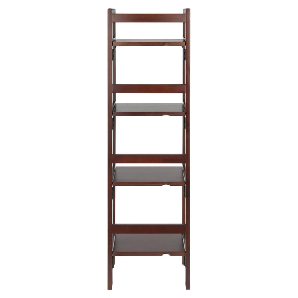 Winsome Wood Terry Narrow 4-tier Foldable Shelf In Warm Walnut - Perfect For Small Spaces & Easy Storage Solutions Walnut Solid Wood 94852-winsome-wood