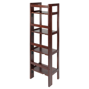 Winsome Wood Terry Narrow 4-tier Foldable Shelf In Warm Walnut - Perfect For Small Spaces & Easy Storage Solutions Walnut Solid Wood 94852-winsome-wood