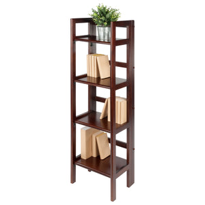 Winsome Wood Terry Narrow 4-tier Foldable Shelf In Warm Walnut - Perfect For Small Spaces & Easy Storage Solutions Walnut Solid Wood 94852-winsome-wood
