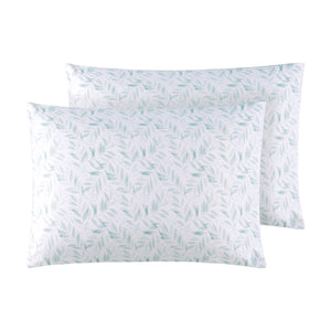 JLA Home Madison Park Essentials - Sheet cotton percale set — breathable, OEKO-TEX certified, ultra-soft, printed design, secure 17" fit Green Leaves MPE20-1006