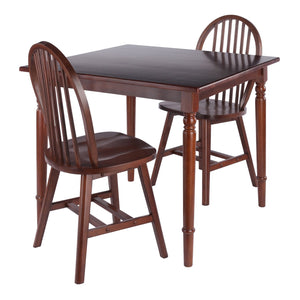 Winsome Wood Mornay 3-piece Solid Wood Dining Set With Windsor Chairs - Cozy Farmhouse Charm For Your Space Walnut Solid Wood 94867-winsome-wood