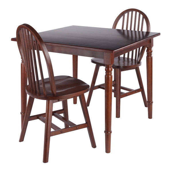 Winsome Wood Mornay 3-piece Solid Wood Dining Set With Windsor Chairs - Cozy Farmhouse Charm For Your Space Walnut Solid Wood 94867-winsome-wood