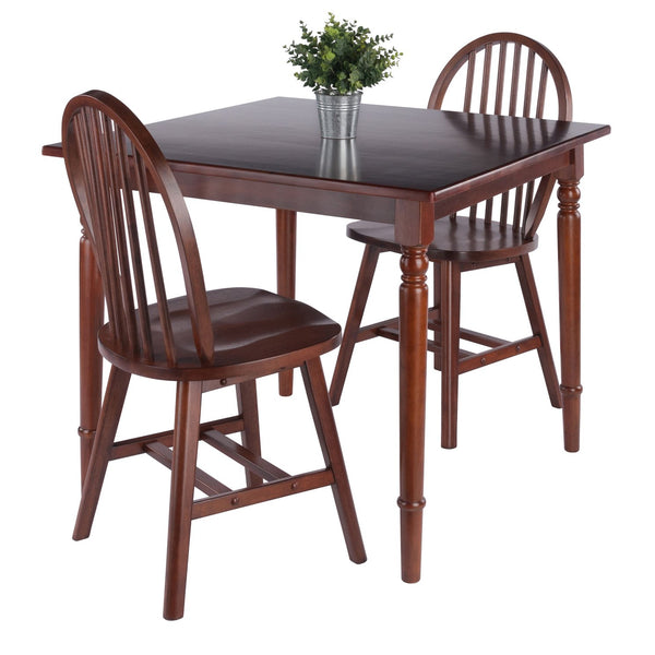 Winsome Wood Mornay 3-piece Solid Wood Dining Set With Windsor Chairs - Cozy Farmhouse Charm For Your Space Walnut Solid Wood 94867-winsome-wood