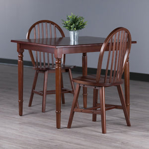 Winsome Wood Mornay 3-piece Solid Wood Dining Set With Windsor Chairs - Cozy Farmhouse Charm For Your Space Walnut Solid Wood 94867-winsome-wood