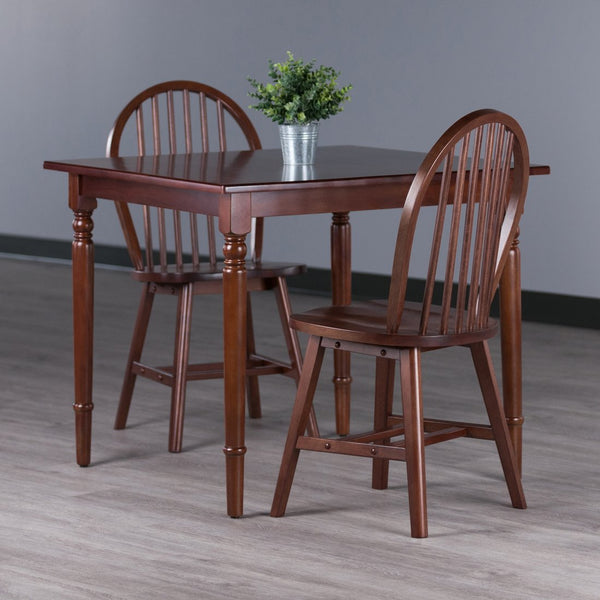 Winsome Wood Mornay 3-piece Solid Wood Dining Set With Windsor Chairs - Cozy Farmhouse Charm For Your Space Walnut Solid Wood 94867-winsome-wood