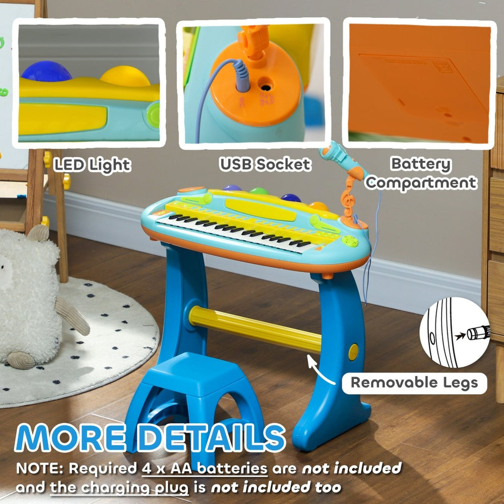 English Elm Qaba Kids Piano Toy Keyboard, 37-Key Musical Instrument Set For Toddlers With Lights & Microphone W2225P249791-GIGA