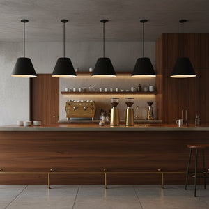 English Elm 16 Inch Sculptural Matte Pendant Light with Etched Glass Diffuser for Kitchen or Dining Black B370P403644