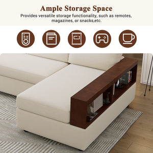 English Elm Christopher Knight Home® - 87.4" Sectional Sofa with Chaise, Chenille Upholstery, Reversible Armrests & Hidden Storage for Cozy Living Beige N763S000010A