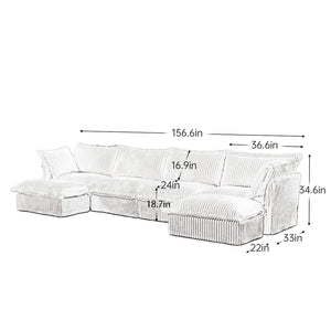 English Elm Slipcovered U-Shape Sectional Sofa With Soft Camel Corduroy, Removable Covers & Modular Design Options W3041S00071-GIGA