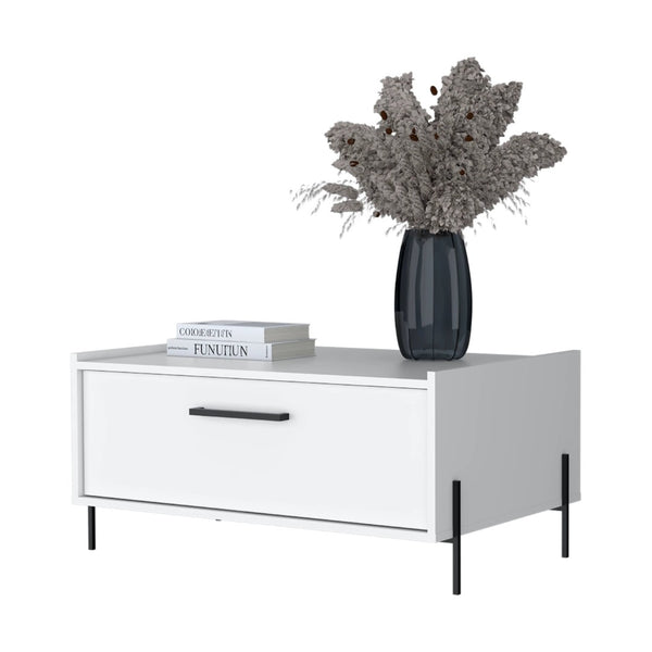 English Elm White Coffee Table With Concealed Storage, Modern Design For Effortless Organization In Any Space B062P252206-GIGA
