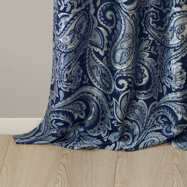 English Elm Jacquard Aubrey Window Curtain Pair with Paisley Weave, Faux Silk Piping, OEKO-TEX Certified Elegance Multicolor 3.05 L x 10.24 W x 9.45 H B03598174