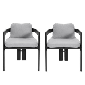English Elm Christopher Knight Home® - Pula Outdoor Aluminum Dining Chair Set of 2 — Weather‑Resistant Lightweight Frames with Plush Cushions Black,Grey N775P221509G
