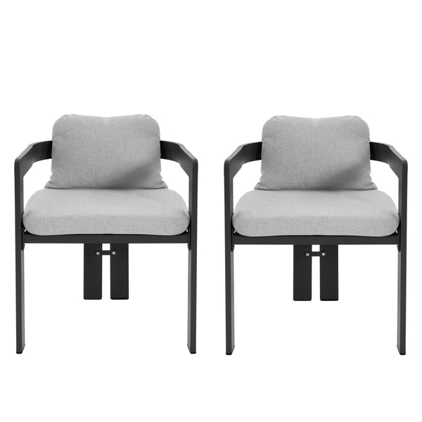 English Elm Christopher Knight Home® - Pula Outdoor Aluminum Dining Chair Set of 2 — Weather‑Resistant Lightweight Frames with Plush Cushions Black,Grey N775P221509G