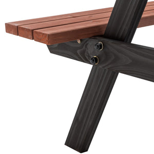 English Elm 75" Solid Fir Outdoor Picnic Table Set with Benches Two-tone Finish Heavy Duty Patio W1422P385498