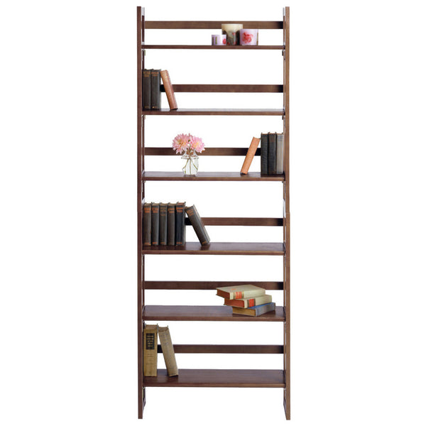 Winsome Wood Terry 3-tier Foldable Shelf In Walnut - Space-saving Storage Solution For Home Office & Laundry Room Walnut Solid Wood 94896-winsome-wood