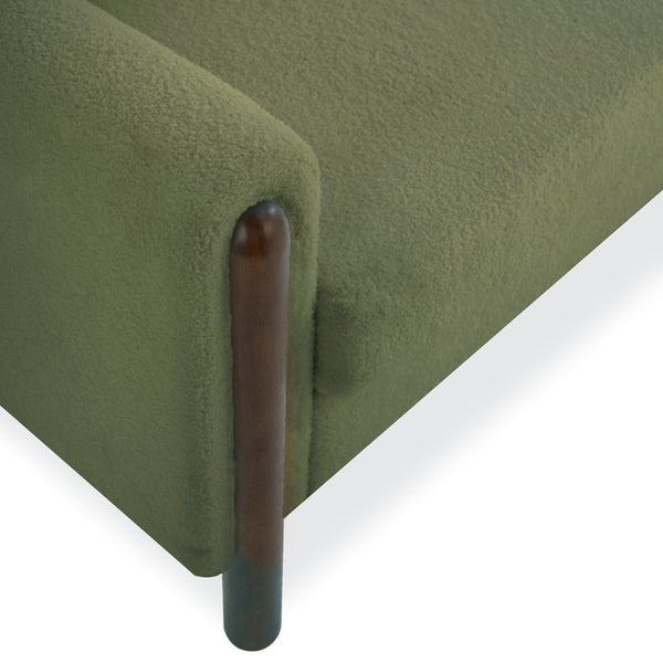 English Elm Comfy Mid-century Modern Loveseat with Walnut Legs Teddy Fabric 2-seat Small Space Sofa Green W2308P463602