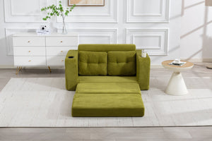 English Elm Convertible Floor Sofa Bed with Memory Foam and Ribbed Corduroy for Small Spaces Olive W395P438030