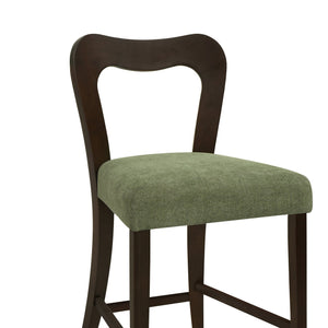 English Elm Christopher Knight Home® - Counter Stool with Curved Ergonomic Back, Solid Rubberwood Frame and Plush Upholstered Seat for Comfort Dark Brown,Green N771P254008L