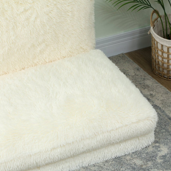 English Elm Homcom Plush Faux Fur Folding Floor Sofa Foam Filled Lounger for Bedroom Living Room W2225P485596