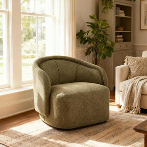 English Elm Amanda Sculptural Boucle Accent Chair Plush Cream Upholstery for Modern Living Spaces Green N767P381615G