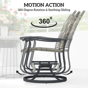 English Elm Outsunny Pe Wicker Swivel Glider Patio Chairs Set of 2 with High Back Steel Frame W2225P485597