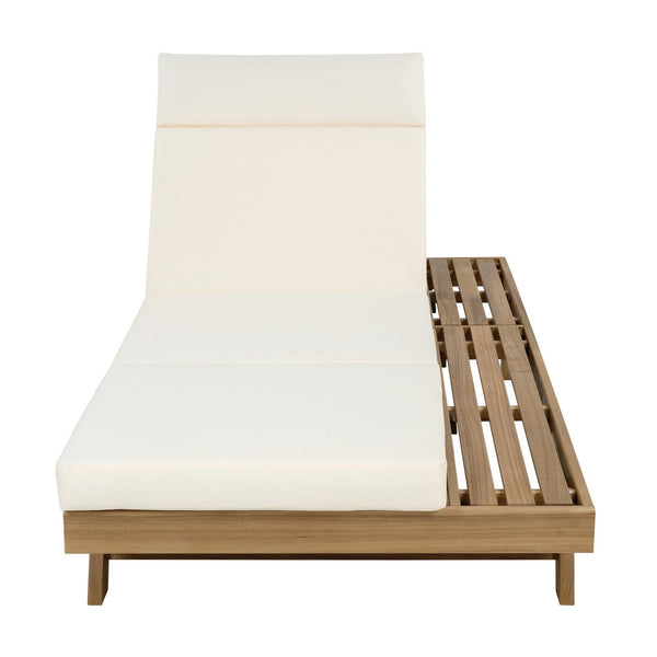 English Elm Lounge Chaise Outdoor Acacia Wood Slatted Frame with Water Resistant Cushion Resort Style Beige,Light Brown N770P442L67B