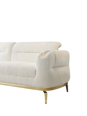 English Elm Zoe Plush cut chenille sofa with gold accents and built‑in lumbar support for modern luxury seating Cream G150109333