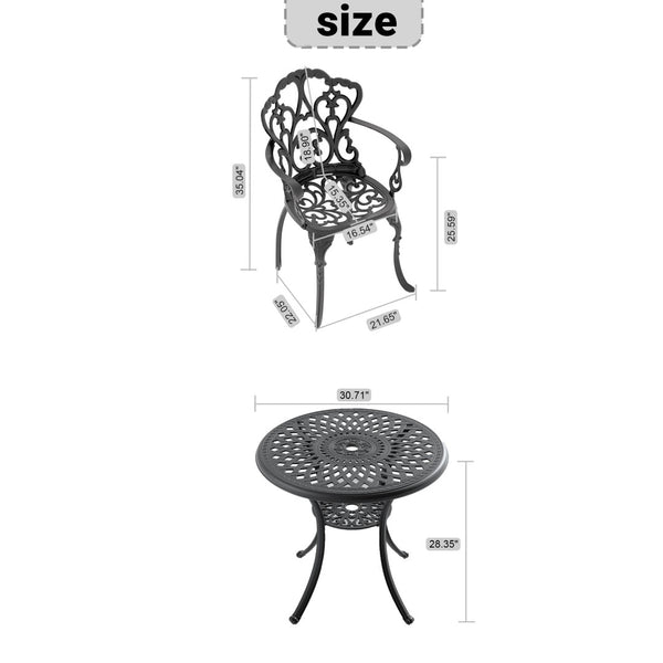 English Elm 5-piece Cast Aluminum Outdoor Dining Set with Ornate Relief Frames and Weather Resistant Cushions W1710S00540