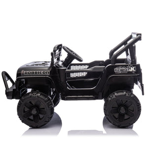 English Elm 12v Kids Electric Ride on Truck with Parental Remote Four Wheel Suspension and Led Lights Black W1578P187459