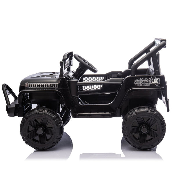 English Elm 12v Kids Electric Ride on Truck with Parental Remote Four Wheel Suspension and Led Lights Black W1578P187459