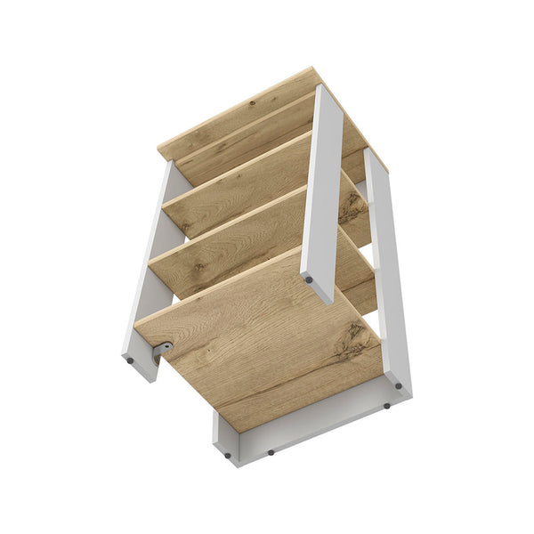 English Elm Linen Cabinet Jenne - Stylish Open Shelves In Light Oak & White Finish For Modern Storage Solutions B092122958