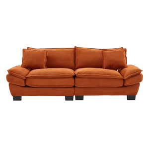 English Elm Corduroy Modern Sofa Sleeper Loveseat with Double-Layer Cushions, Two Pillows, Sturdy Frame 84" Orange W676P227342