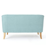 Christopher Knight Home® - Noble House - Justus Mid Century Modern Light Blue Fabric Loveseat