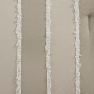 JLA Home INK+IVY - 3 Cotton Striped Comforter Set with OEKO-TEX, Hypoallergenic Fill, Boho Clip Jacquard Trim & Washable Taupe II10-1324