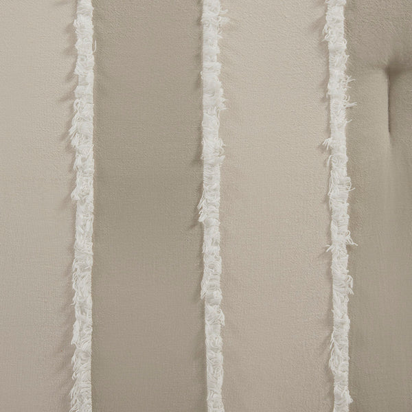 JLA Home INK+IVY - 3 Cotton Striped Comforter Set with OEKO-TEX, Hypoallergenic Fill, Boho Clip Jacquard Trim & Washable Taupe II10-1324