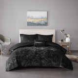 Intelligent Design Felicia Glam/Luxury Velvet Comforter Set with Throw Pillow ID10-2056 Black