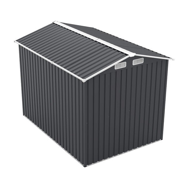 English Elm 6x8ft Outdoor Steel Storage Shed Lockable Vented Galvanized Metal Garden Backyard Tool Unit Dark Gray W1598P361333